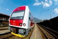 A Slovac regional train is waiting in station Royalty Free Stock Photo