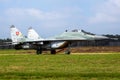 Slovak Air Force MiG-29 Fulcrum fighter jet on the tarmac of Kleine-Brogel Air Base. Belgium - September 13, 2014 Royalty Free Stock Photo