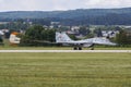 Slovak Air Force Mikoyan-Gurevich MiG-29UBS Fulcrum 1303 fighter jet display at SIAF Slovak International Air Fest 2019 Royalty Free Stock Photo