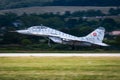 Slovak Air Force Mikoyan-Gurevich MiG-29UBS Fulcrum 1303 fighter jet display at SIAF Slovak International Air Fest 2019