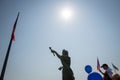 Slovak flag erected on the pole on September 1 during celebration of Constitution Day in Bratislava, Slovakia