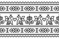 Slovak tribal folk art vector seamless geometric pattern with brids and swirls - long horizontal deisgn inspired by traditional pa Royalty Free Stock Photo