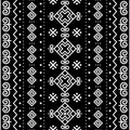 Slovak folk art vector seamless vertical pattern with ethnic - inspired by art from Cicmany in Zilina region, Slovakia