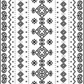 Slovak folk art vector seamless vertical pattern from Cicmany in Zilina region, Slovakia in black on white