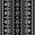 Slovak tribal folk art vector seamless geometric pattern with geometric motif- vertical deisgn