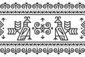 Slovak tribal folk art vector seamless geometric long horizontal pattern with brids swirls, and geometric shapes inspired by tradi Royalty Free Stock Photo