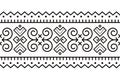 Slovak tribal folk art vector seamless black long horizontal geometric pattern inspired by Cicmany folk art in Slovakia