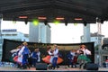 Slovak folklore dancers stage performance Royalty Free Stock Photo