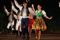 Slovak folklore dancers stage performance Royalty Free Stock Photo