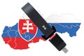 Slovak map with safety belt. Security and protect or insurance c