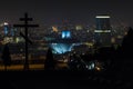 Slovak Radio Building at night.