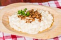 Slovak traditional food - bryndzovÃÂ© haluÃÂ¡ky.Potato gnocchi dumplings with sheep cheese and bacon