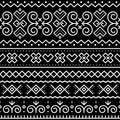 Slovak tribal folk art vector seamless geometric pattern with inspired by traditional painted houses from village Cicmany in Zilin