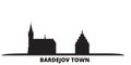 Slovakia, Bardejov Town city skyline isolated vector illustration. Slovakia, Bardejov Town travel black cityscape