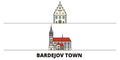 Slovakia, Bardejov Town flat landmarks vector illustration. Slovakia, Bardejov Town line city with famous travel sights