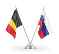 Slovakia and Belgium table flags isolated on white 3D rendering