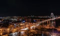 Night Cityscape of Slovakia capital,Bratislava over Danube river