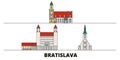 Slovakia, Bratislava flat landmarks vector illustration. Slovakia, Bratislava line city with famous travel sights Royalty Free Stock Photo