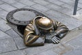 Slovakia, Bratislava, sculpture in man hole