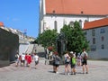 Slovakia, Bratislava, monument to the Holocaust, group of people Royalty Free Stock Photo
