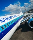 Slovakia, Bratislava - 19th September 2018 Swiftair Boeing 737-800, during process of boarding to a plane