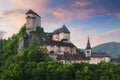 Slovakia castle at sunset - Oravsky hrad Royalty Free Stock Photo
