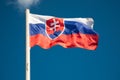 Slovenská vlajka proti modrej oblohe