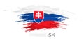 Slovakia flag. Brush strokes, grunge. Drawn slovak flag on white background. Vector design for national holiday, poster, template Royalty Free Stock Photo