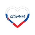 Slovakia flag in heart. I love my country. sign. Stock vector illustration isolated on white background. Royalty Free Stock Photo