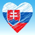 Slovakia flag, Heart shape, grunge style Royalty Free Stock Photo