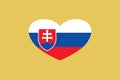 Slovakia flag in the heart shape. Isolated on background Royalty Free Stock Photo