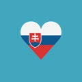 Slovakia flag icon in a heart shape in flat design Royalty Free Stock Photo