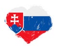 Slovakia flag in stroke brush heart shape on white background Royalty Free Stock Photo
