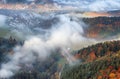 Slovakia forest autumn landscape with mountain with village Royalty Free Stock Photo