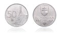 50 slovakia heller coin isolated on white background