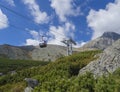 Slovakia, High Tatra mountain, September 13, 2018: View on mountain Peak Lomnicky stit 2 634 m covered in clouds with