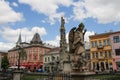 Slovakia, Kosice. Main Street. Statue of Immaculata. City landscape.