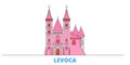 Slovakia, Levoca line cityscape, flat vector. Travel city landmark, oultine illustration, line world icons