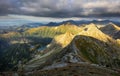 Slovakia mountain landscape at dramatic sunset, Panorama of Rohace Tatras Royalty Free Stock Photo