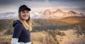 Slovakia mountain landscape. Nature fields. High Tatras, Europe, Belianske Tatry. Happy woman is standing in mountains. Royalty Free Stock Photo