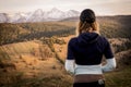 Slovakia mountain landscape. Nature fields. High Tatras, Europe, Belianske Tatry. Hiker taking photo with camera at mountain peak. Royalty Free Stock Photo