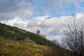 Slovakia ,Podhradie - October 20th, 2017. Ruins from the castle Topolcany from 11th century in the fall