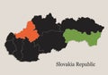 Slovakia Republic map Black colors blackboard separate states individual