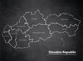 Slovakia Republic map separate individual blackboard chalkboard