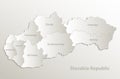 Slovakia Republic map separate individual card paper 3D natural