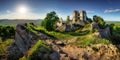 Slovakia - Ruin of castle Gymes at sunset, Europe Royalty Free Stock Photo