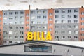 Billa store sign from the side of the street.