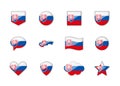 Slovakia - set of shiny flags of different shapes. Royalty Free Stock Photo