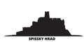 Slovakia, Spissky Hrad city skyline isolated vector illustration. Slovakia, Spissky Hrad travel black cityscape