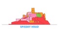 Slovakia, Spissky Hrad line cityscape, flat vector. Travel city landmark, oultine illustration, line world icons